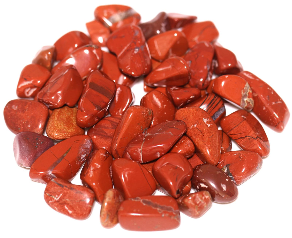ZenQ 1 lb Red Jasper Tumbled Stone Chips Crushed Natural Crystal Quartz Pieces 0.27-0.6 Inch Each