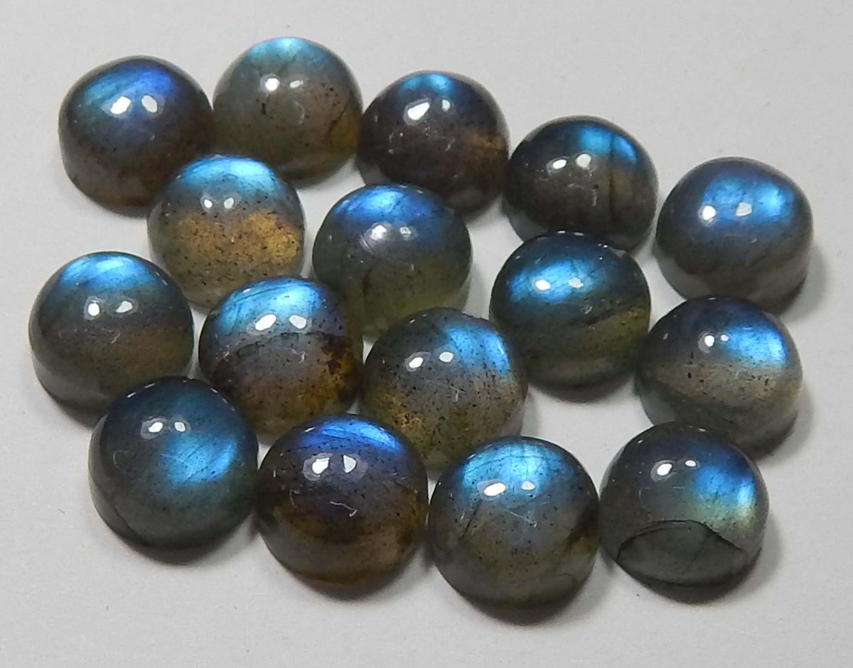 Myhealingworld 9 MM Round Blue Fire AAA Quality Natural Labradorite Calibrated Cabochon Loose Gemstone For Jewelry Making Loose Gemstone 6 pcs Box