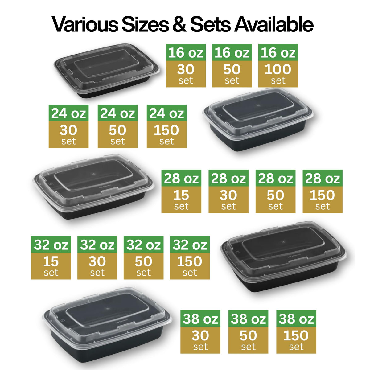 ProTakeOut Meal Prep Containers [30 Pack] Rectangular Food Storage Containers with Lids, Bento Box, BPA Free, Stackable, Microwave/Dishwasher/Freezer Safe To Go Food Containers for Meal Prep (28 oz)