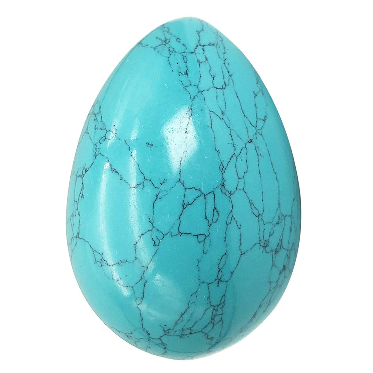 favoramulet Polished Stone Egg for Easter Day, Palm/Pocket/Worry Enegry Healing Crystal Display Sphere Figurine Fengshui, Green Howlite Turquoise 1.8" x 1.3"