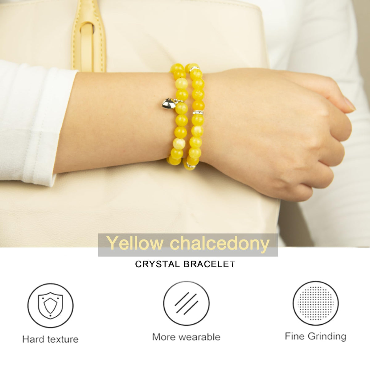 GDLKPYHS Healing Bracelets for Women - Citrine Bracelet - Healing Prayers Crystal Bracelet, 8mm Natural Stone Stress Relief Yoga Beads Get Well Soon Gifts