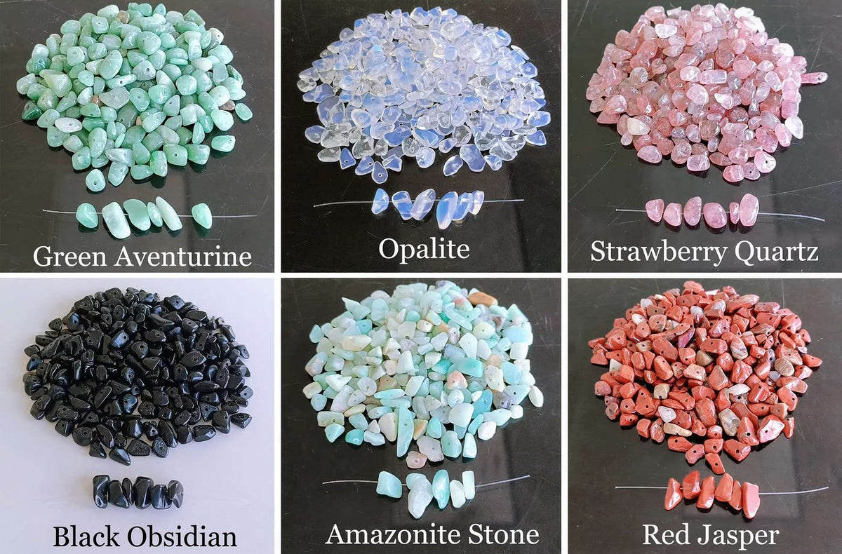LAIDANLA White Opalite 400pcs Natural Chip Stone Beads 5-8mm Healing Crystal Irregular Gemstones Drilled DIY Loose Rocks Bead Crystal for Bracelet Earrings Necklace Jewelry Making Crafting