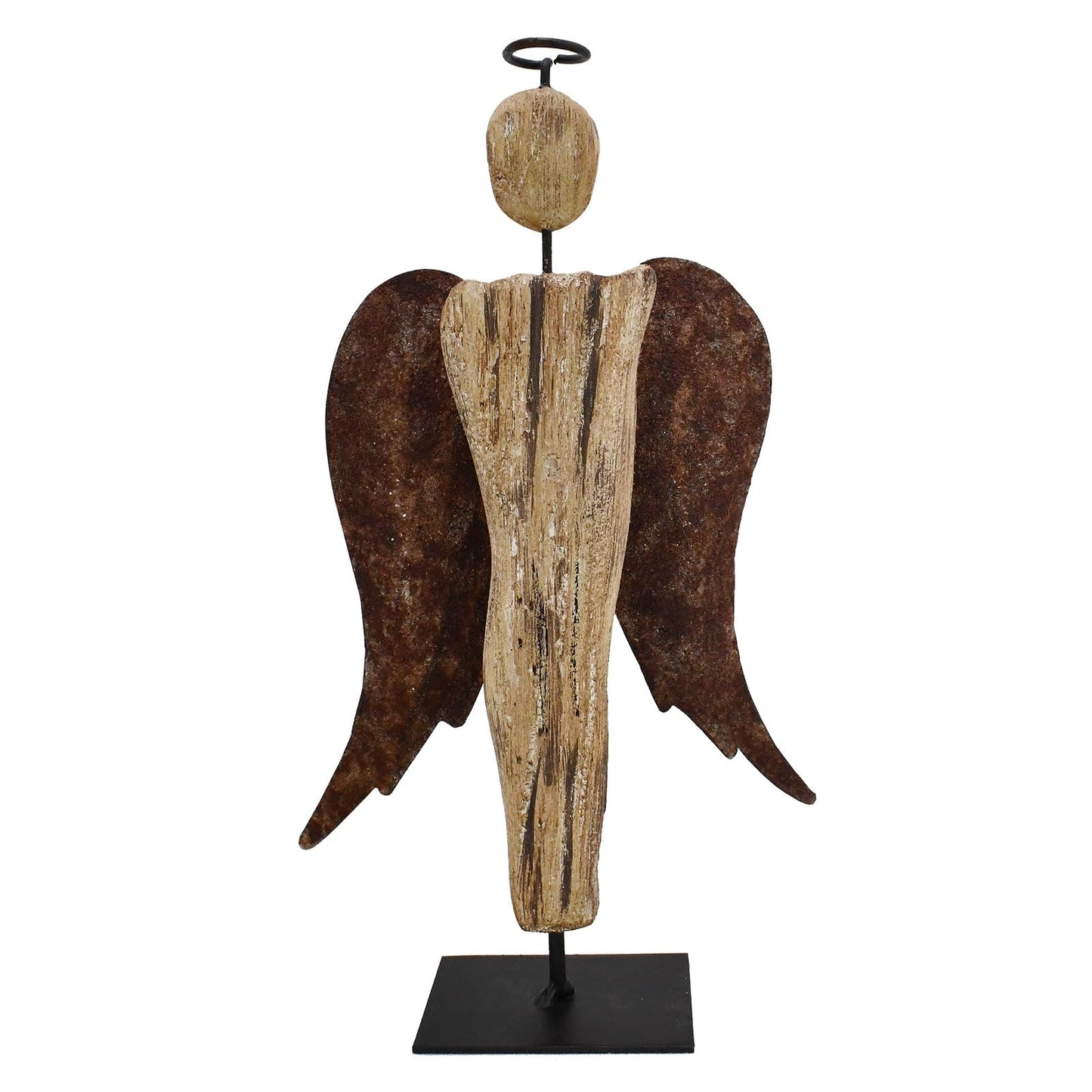 Veclotch 8.25“H Rustic Wood Angel Figurine Hand Craved Sculpture Table Top Decoration Farmhouse Statue Home Decor Memorial Gift
