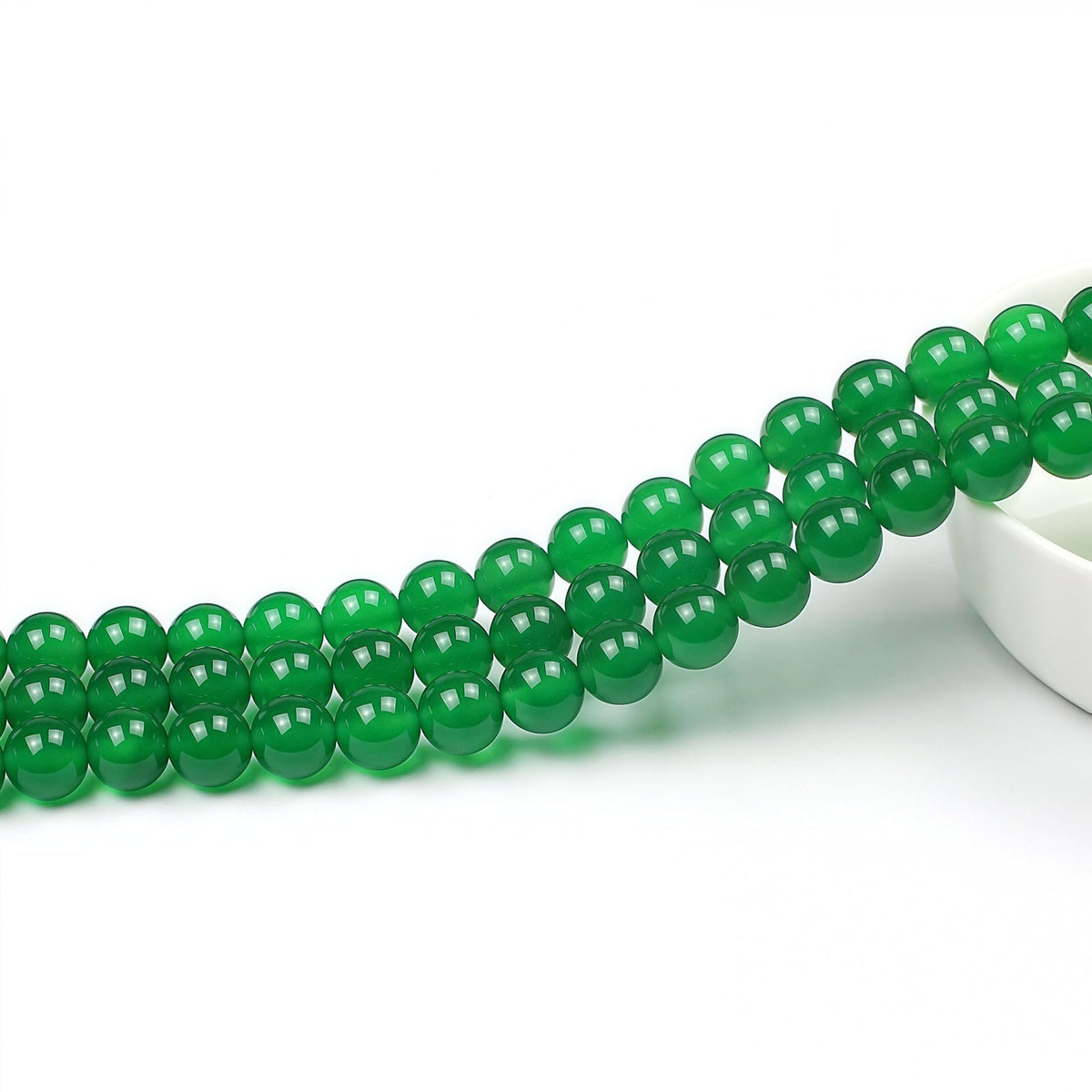 MJDCB 7A Natural Green Agate Round Stone Loose Beads for Necklace Bracelet Charms Jewelry Making 15"(10mm)