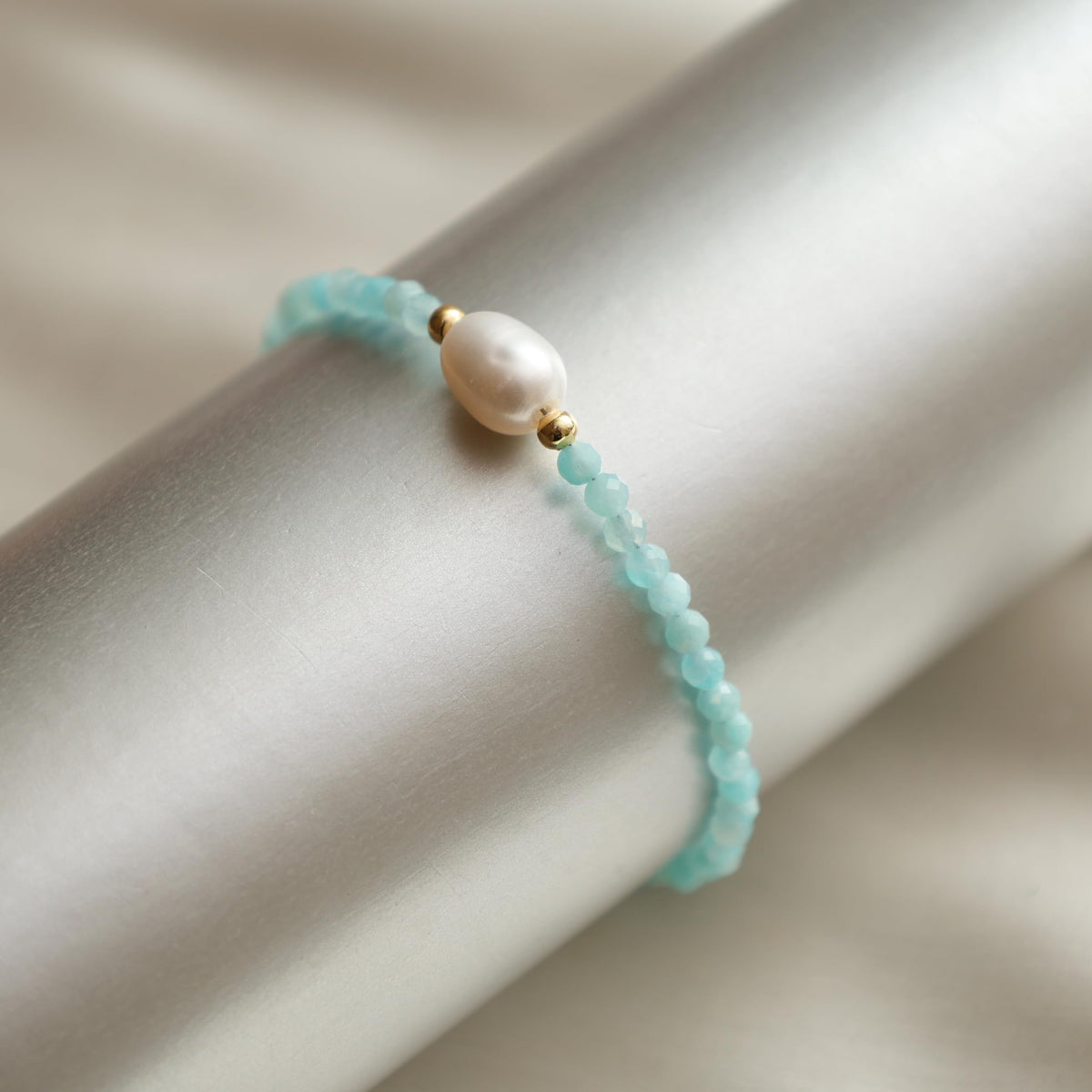 Gempires Amazonite Beaded Bracelet with Freshwater Pearl Gemstone Jewelry Lightweight Handmade Crystal Bracelets Hypoallergenic 7.5 Inch Gold Plated Trending Jewelry Gifts For Women