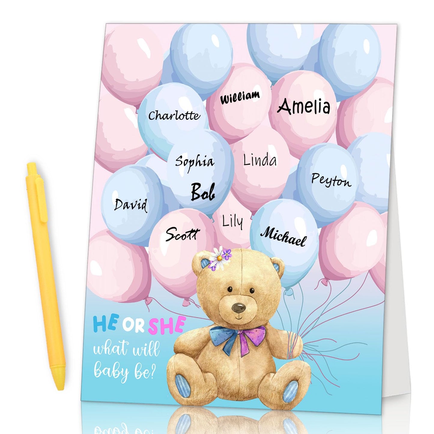 EQIUAG Teddy Bear Baby Shower Decoration, Funny Baby Shower Guest Book Party Game, Baby Shower Party Ideas, Lovely Keepsake for Mom-to-Be