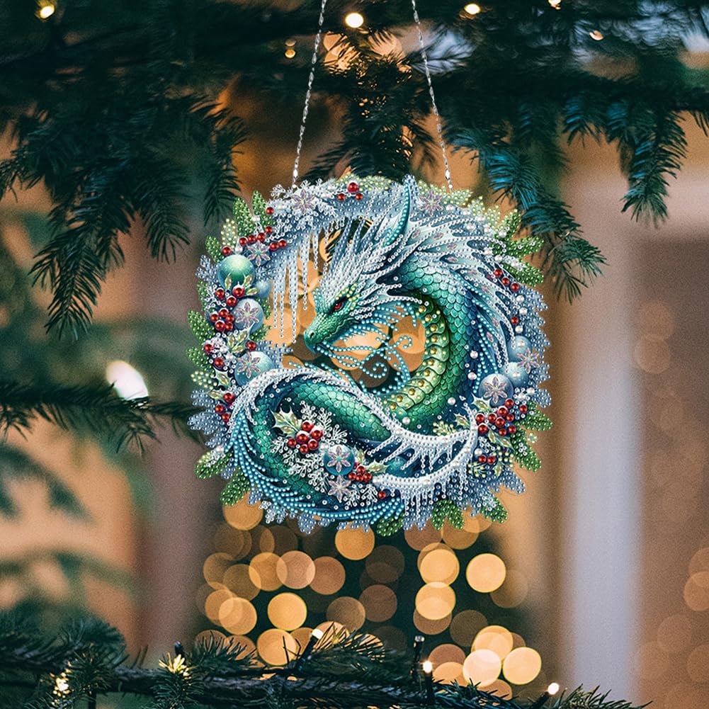 C'eitura Dragon Diamond Art Painting Sun Catcher Kit for Adults, Double-Sided Mythical DIY Hanging Ornament, Crystal Acrylic Gem Art Craft for Home Window Wall Decor, Fantasy Gift for Beginners