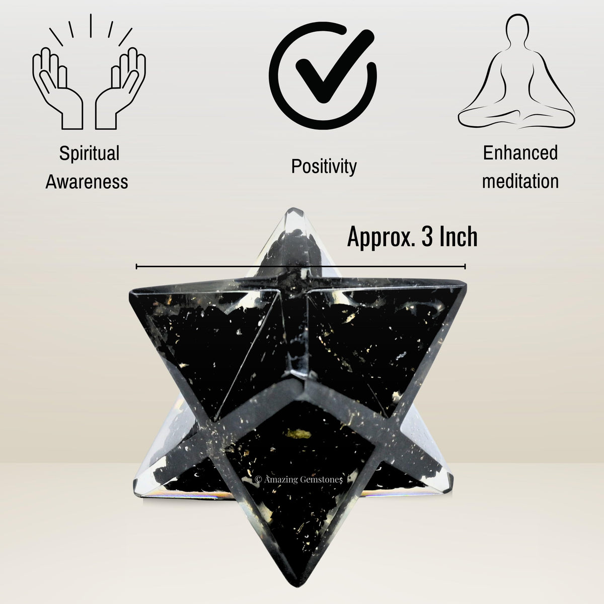 Amazing Gemstone 1 Pcs Black Tourmaline Large Crystal Orgone Merkaba Star for Reiki Healing Meditation and Crystal Grid