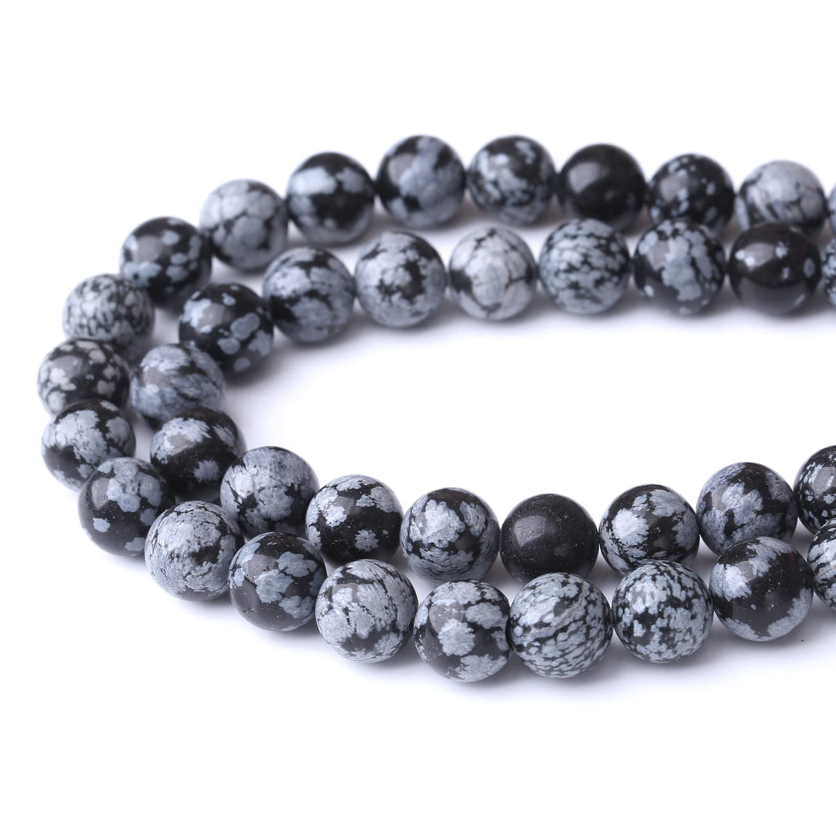 90PCS 4MM Snowflake Obsidian Stone Beads Natural Gemstone Bead Crystal Healing Energy Jewelry Making DIY 19 inches