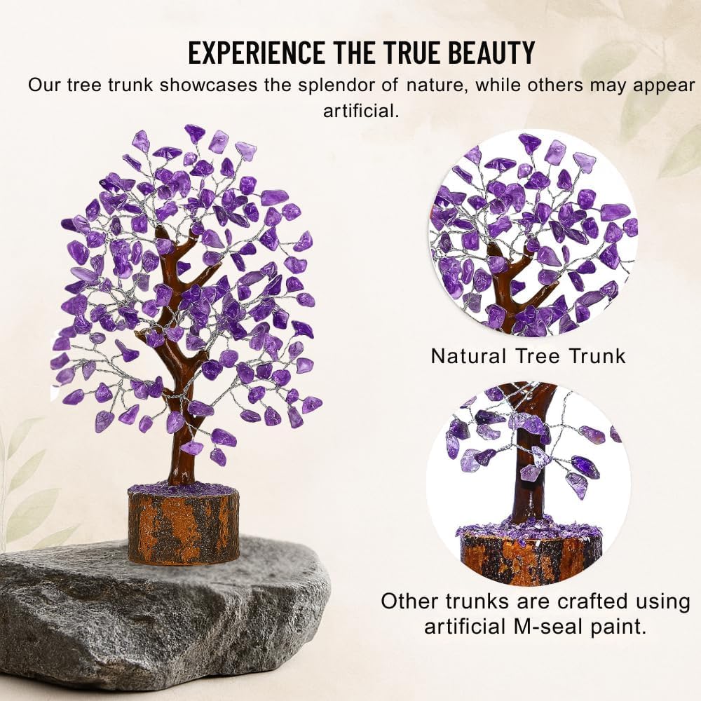 ANAYA AGATE Amethyst Crystal Tree of Life - Handmade Healing Bonsai Purple Tree for Home & Office Decor, Positive Energy & Good Luck, Ideal for Christmas Decor & Birthday Gifts for Women, Men