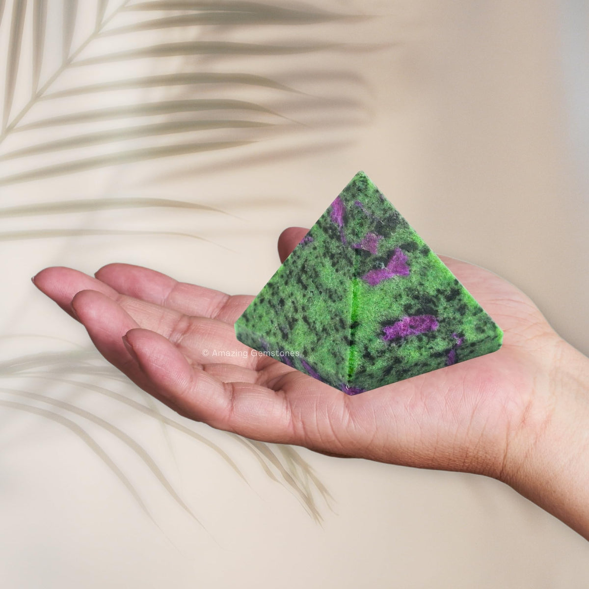 Amazing Gemstone Ruby Zoisite Pyramid Crystal Healing Stones - 2" Great Pyramid Figurine of Natural Stone Pyramid for Meditation, Reiki, Chakra Balancing and Crystal Pyramids Grid