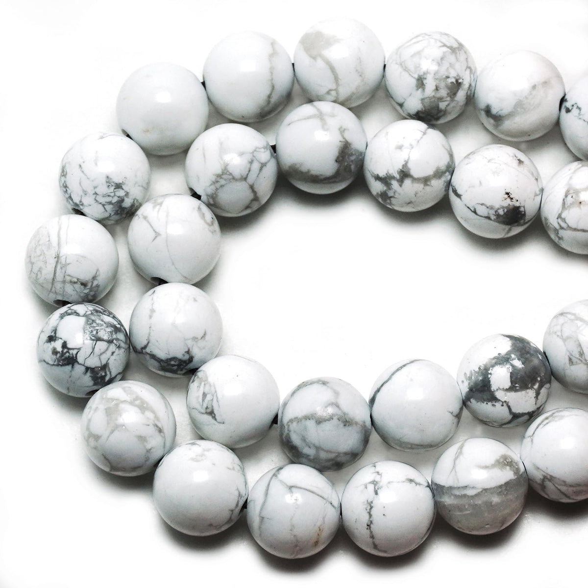 DIQIO Natural White Howlite Beads for Jewelry Making - Stone Beads Gemstone Beads for Bracelets, 6mm Round Loose Jasper Beads(58-60pcs, 6mm, White Howlite)