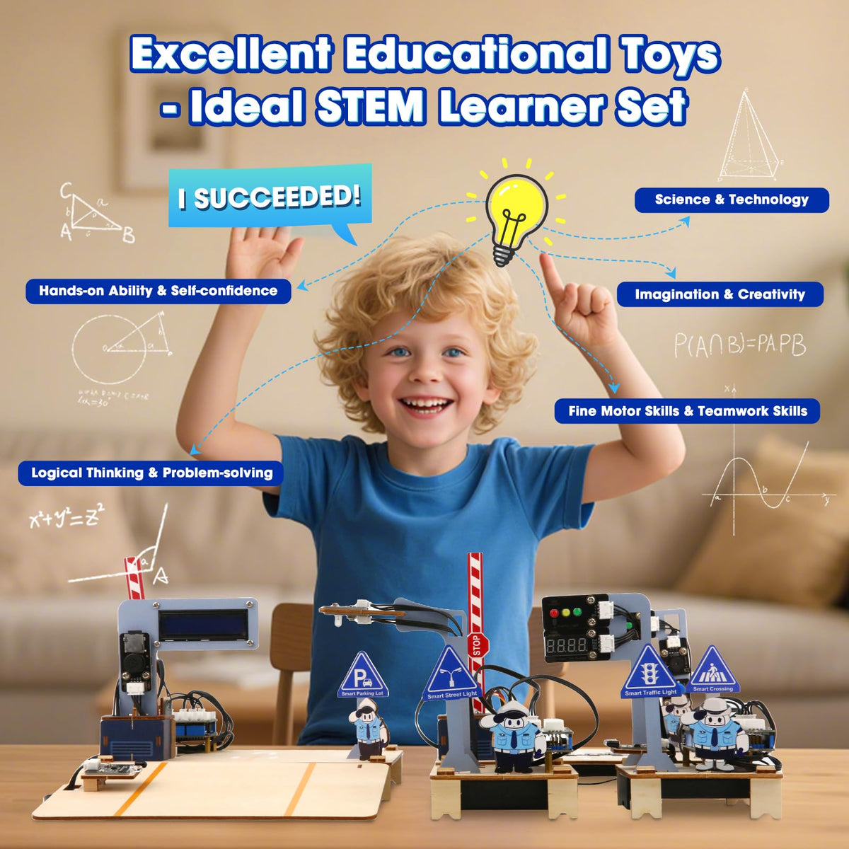 ESP32 IoT Smart Traffic Starter Kit for Kids 10+, 3D Wooden Puzzles STEM Science Kit School Educational Set DIY Crafts Coding Toys for Adults Teens 9 10+