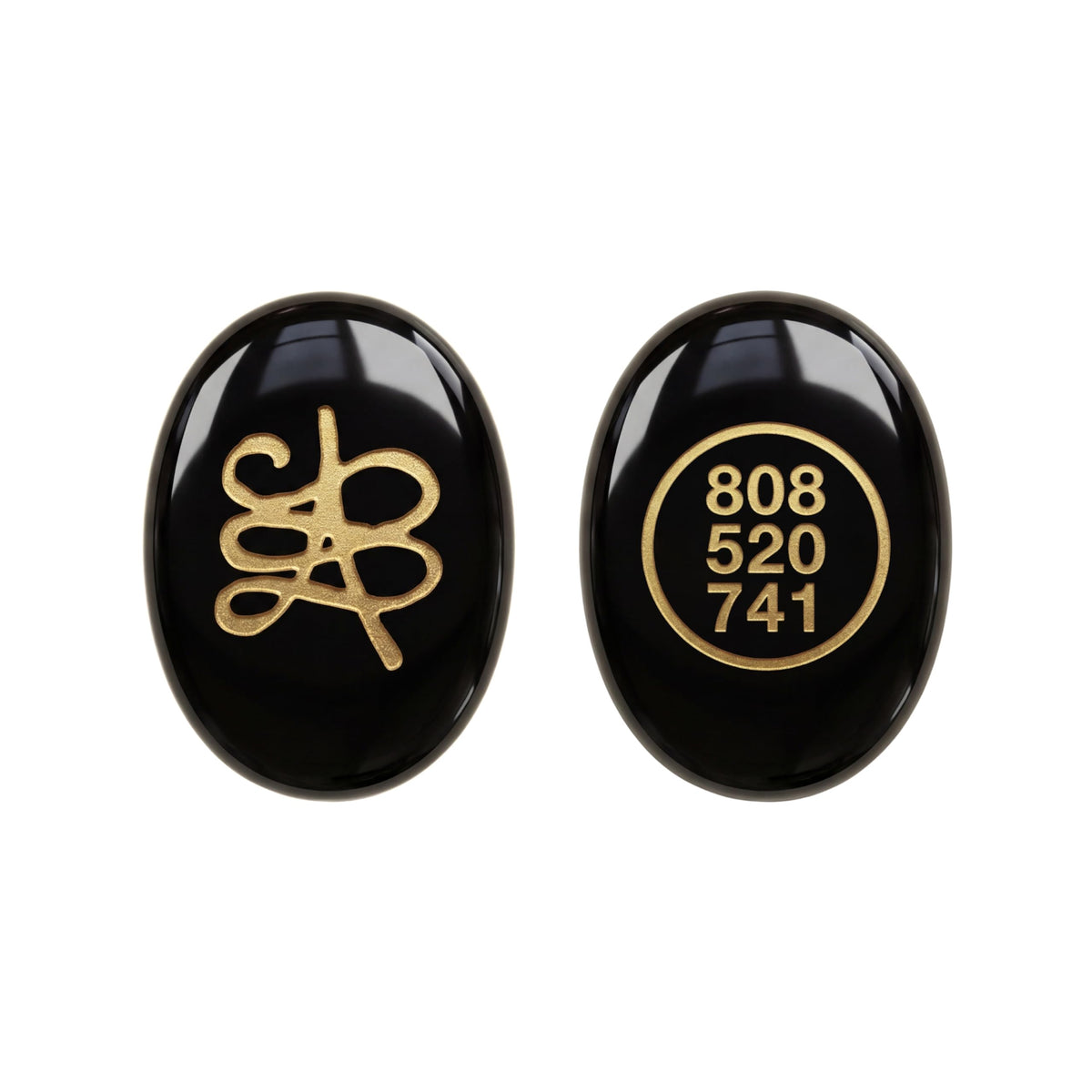 Trrystals Natural Gemstone Zibu Coin – Reiki Healing Symbol, Energy Activation, Good Luck & Spiritual Protection Token (Black Obsidian)