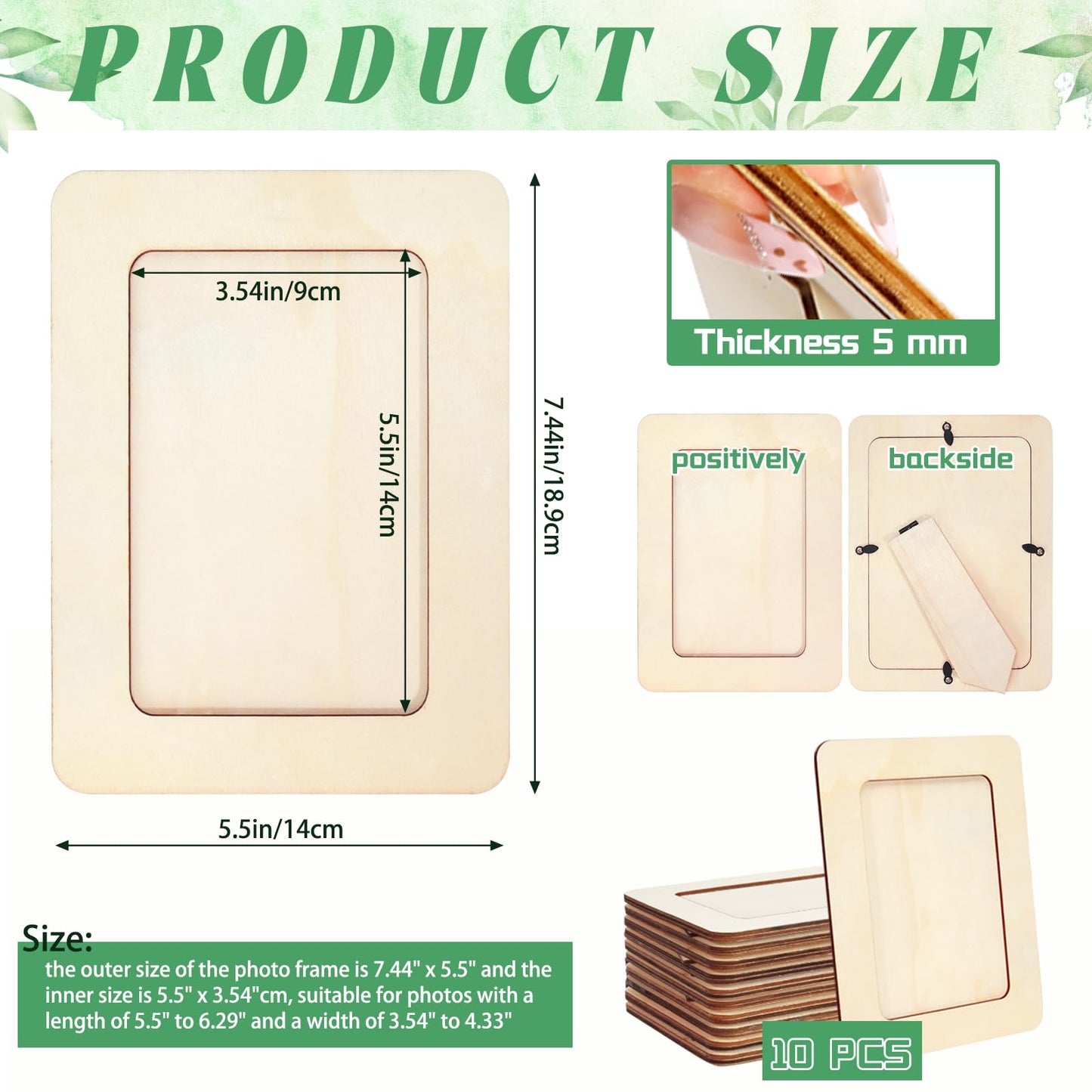 Vmiapxo 10 Pack Wooden Picture Frames for Crafts,DIY Wood Frame for 4x6 Photos,Unfinished Standing Wooden Photo Frames for Painting,Wood DIY Crafts Decorate for Birthday Party Mother's Day Gifts