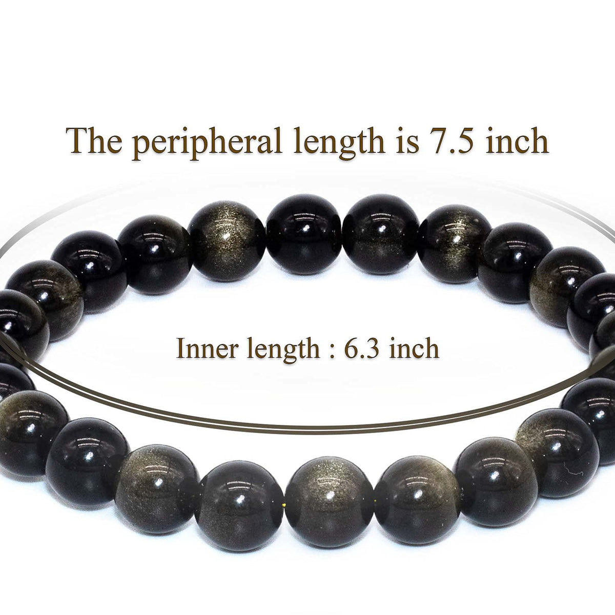 DAZCOLO 8mm Natural Gemstone Stretch Bracelet, Handmade Unisex Crystal Bracelets for Meditation, Yoga, Spiritual Healing & Positive Energy (Golden Obsidian)