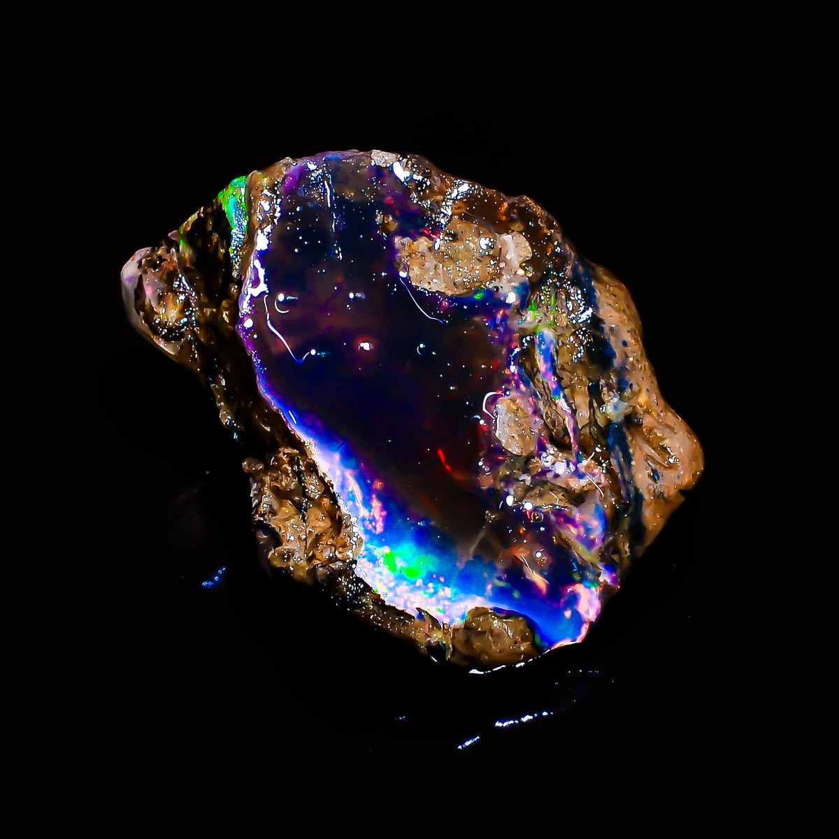 Natural 7.8 Cts AAA Raw Ethiopian Black Opal Rough Gemstones Multi Fire Welo Opal Stones for Tumbling & Jewelry Making Supplies Healing Crystals Gems Rocks Loose Gemstones
