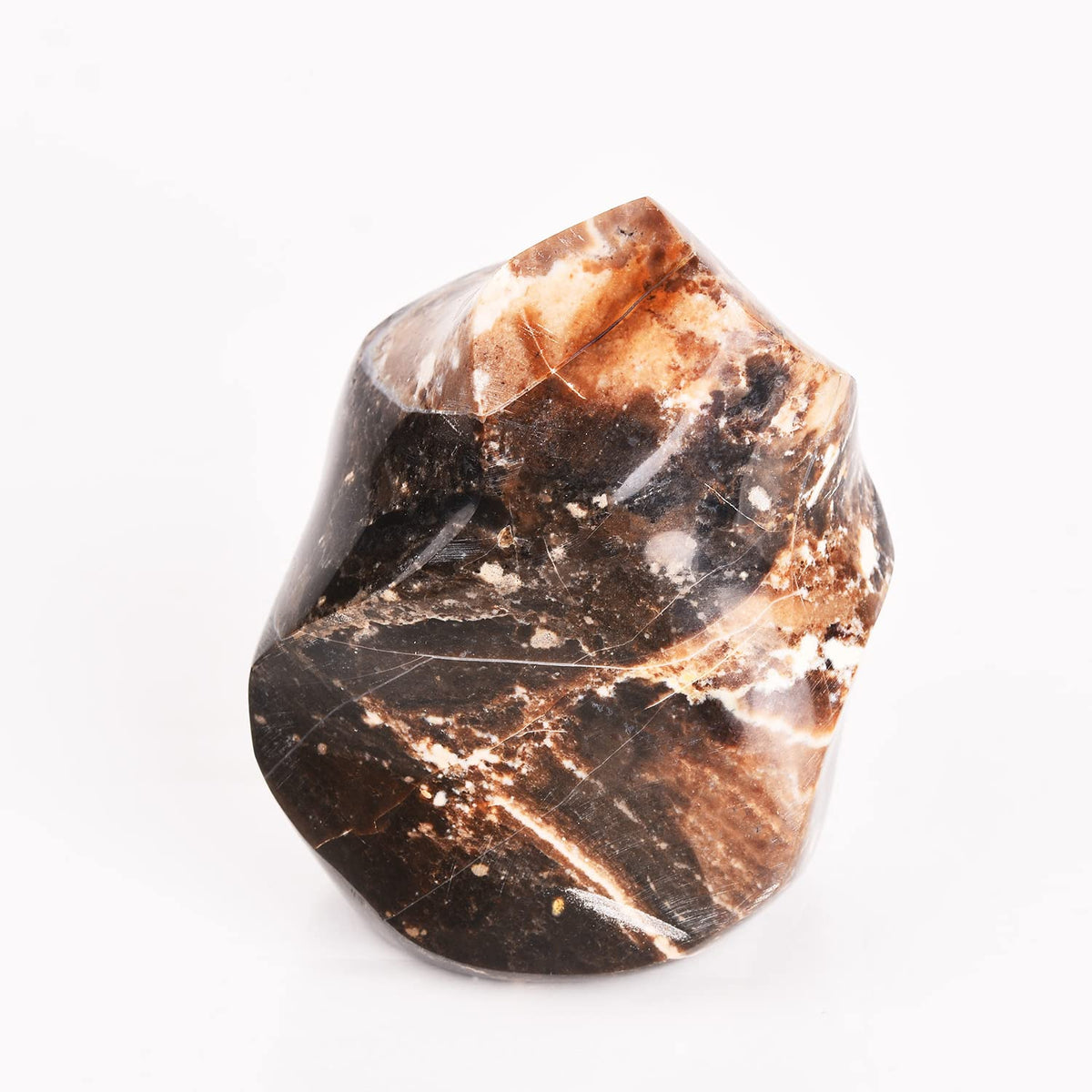 AMOYSTONE Black Opal Flame Shaped Stone Towers Large Healing Crystal Quartz Home Decor 0.6-1.0LBS