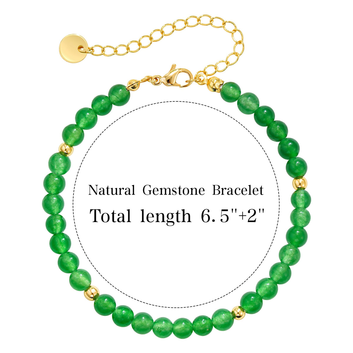 Treasure Bender Protection Beaded Bracelet for Women Men, Natural Crystals and Healing Stones Adjustable Green Jade Bracelet Jewelry Gifts for Women Men (Green Jade)