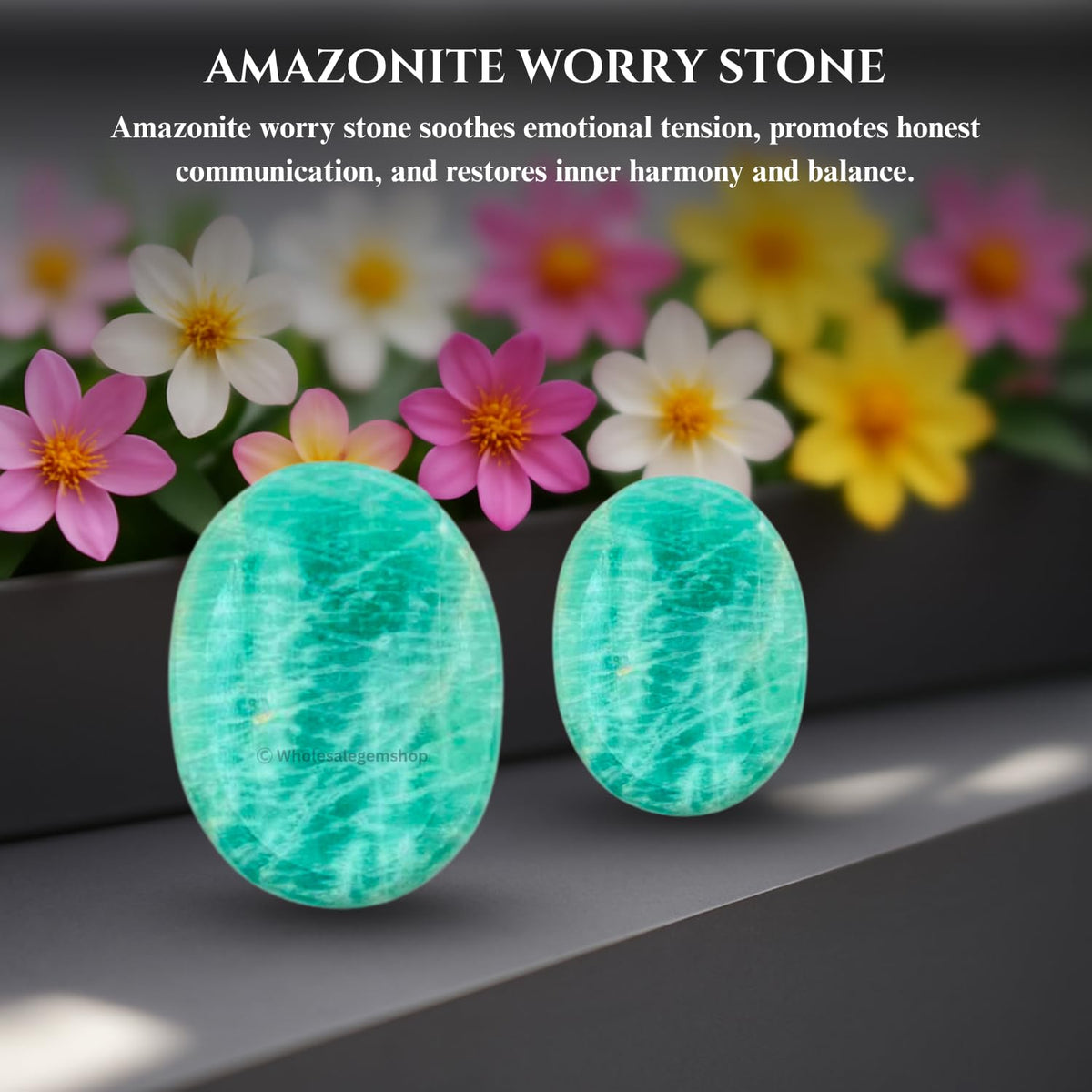 Wholesalegemshop Amazonite Thumb Worry Stones Metaphysical Gemstone Crystal Healing Reiki Men Women Gift FENG Shui Positive Energy Love Wellness Palm Stones Wicca Powerful