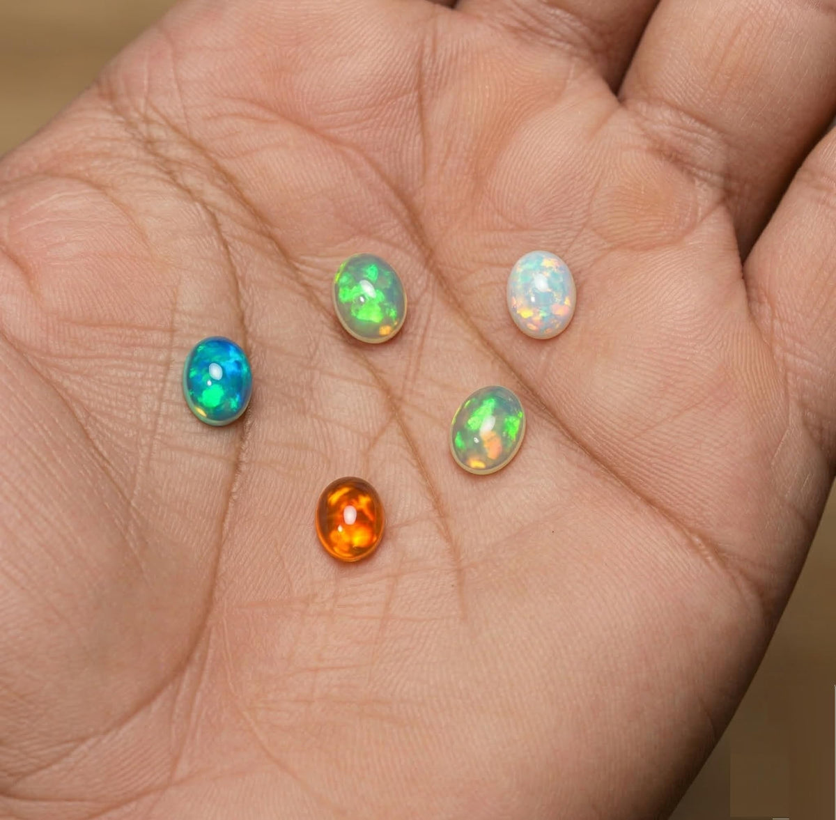 Myhealingworld Natural Ethiopian Opal 5x7mm oval cabochon AAA quality loose calibrated gemstones for jewelry making oval 5x7mm - 5 stones
