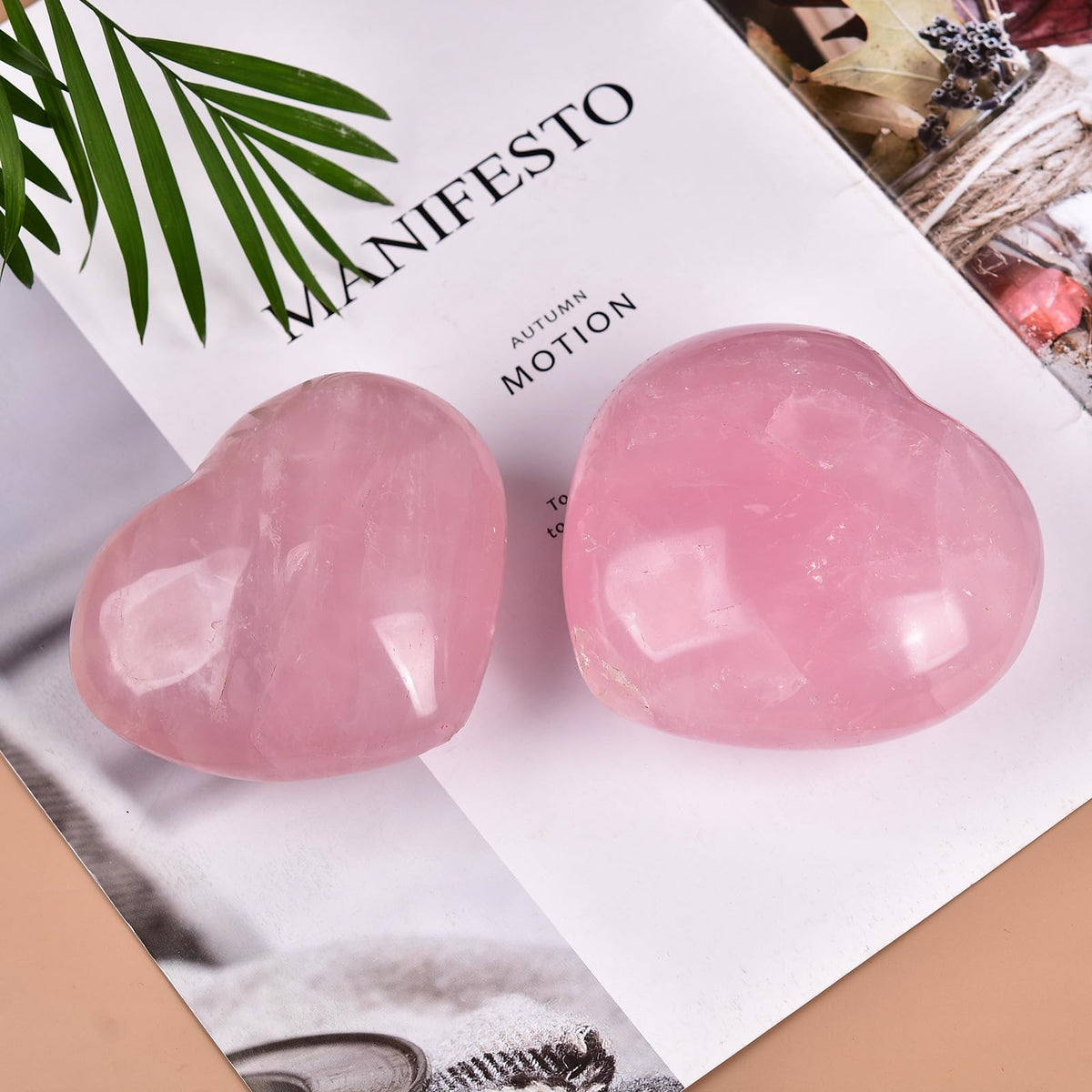 JIC Gem Large Heart Shaped Rose Quartz Crystal Healing Stone Pocket Palm Worry Stone with Display Stand Chakra Reiki Balancing 3.7"-4"