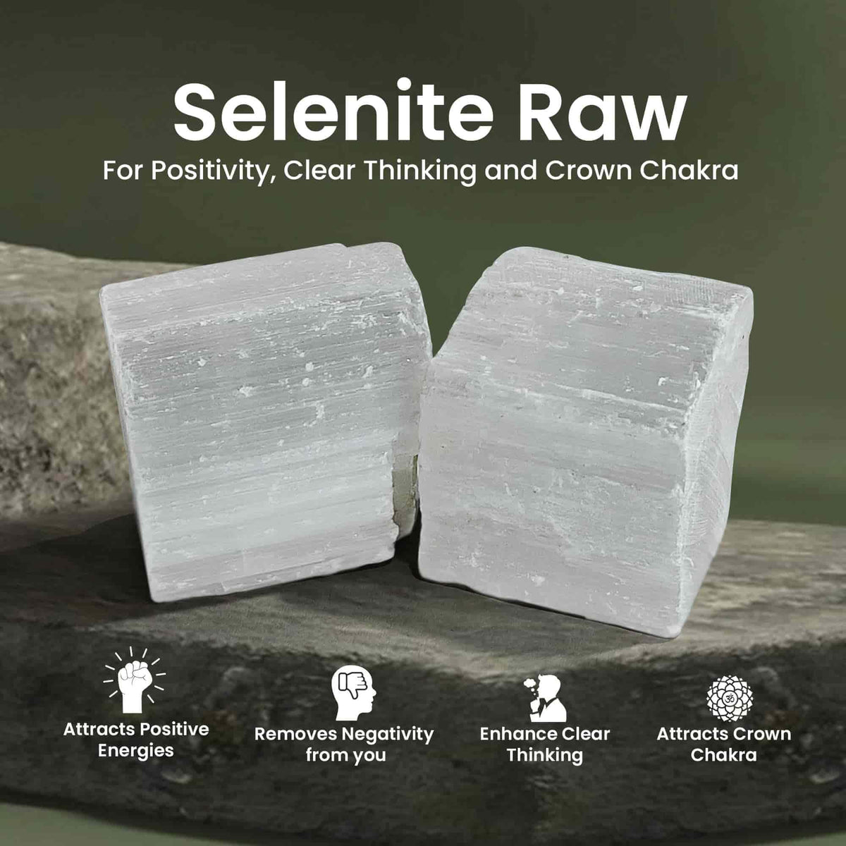 Large 1.25-2.0” Natural Healing Stones for Love, Meditation, Chakra, Reiki, Crystal Grid, Energy Work, Tumbling, Wire Wrapping, and Spiritual Home Decor (Selenite)