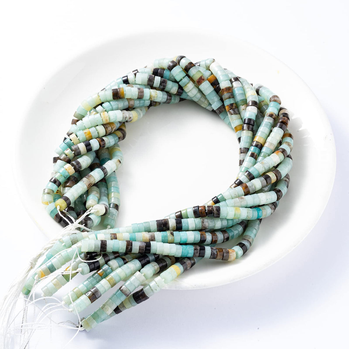 Natural Amazonite Stone Spacer Beads 6x3mm 38cm/str Flat Round Loose Semi Gemstone Caps for Making Bracelets Necklace