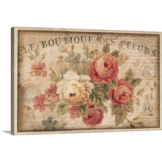 CANVAS ON DEMAND Parisian Flowers III Canvas Wall Art Print by Danhui Nai, Vintage, Contemporary, Traditional, Home Decor, Floral, Street Scene, Flowers, Nature Artwork, 60" x40in