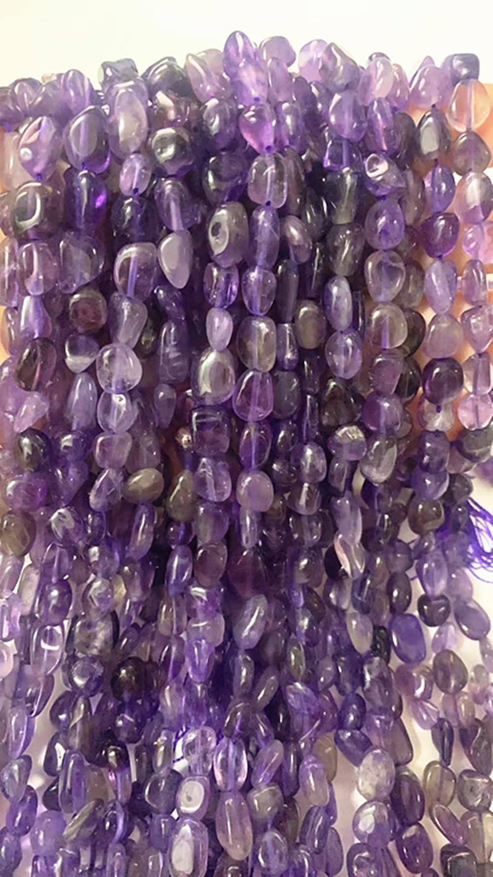 jodaying 6-8mm Natural Purple Amethyst Nuggets Oval Free Tumbled Pebble Semi Precious Gemstone Loose Stone Beads Approx 15.5 inch for DIY Jewelry Making