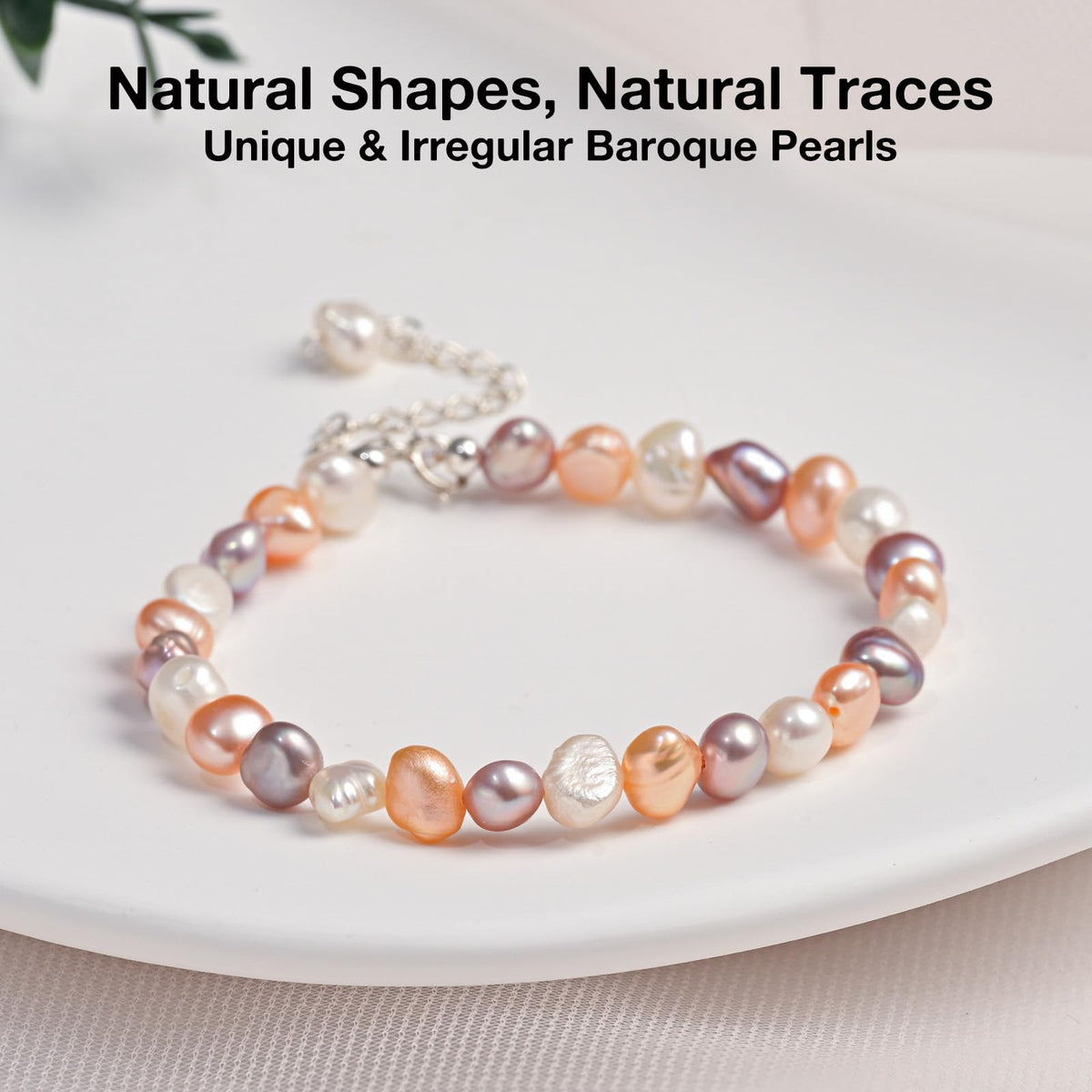 HENGSHENG Natural Baroque Pearls Link Bracelets for Women Freshwater Cultured Pearls Strand Bracelets Handpicked Pearl Elegant Jewelry - Colorful