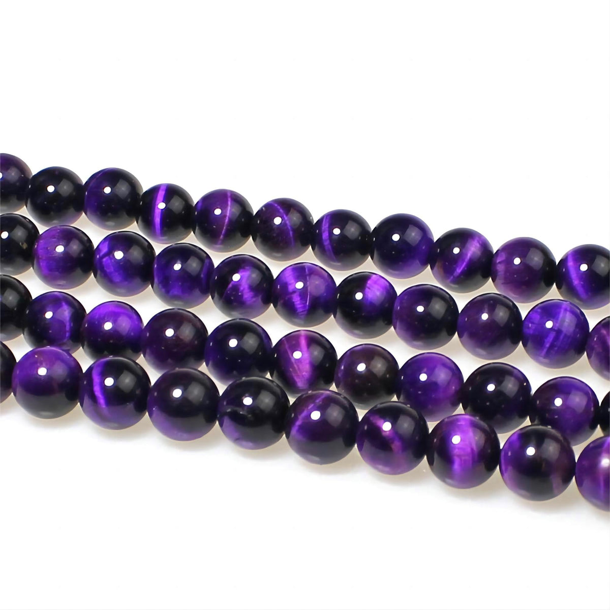 MJDCB Stone Beads 8mm 43pcs Round Purple Tiger's Eye Loose Gemstone Bead Charms for Jewelry Making Bracelet Necklace Earring Pendant