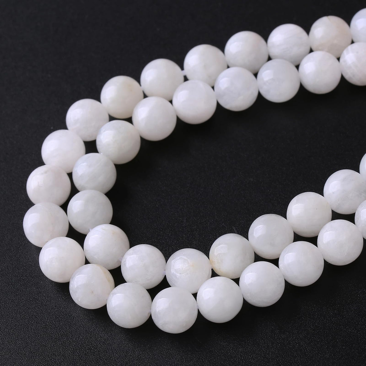 8MM 45PCS Natural Stone White Moonstone Gemstone Semi Precious Beads for Jewelry Making DIY Bracelet