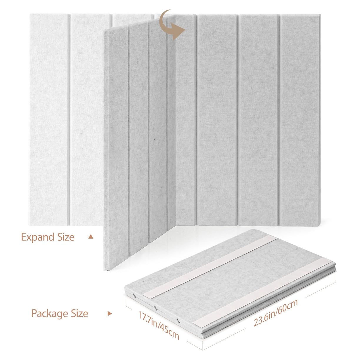 Lightomorrow Bulletin Board, 24 x 18 inches Felt Board Decorative Pin Board, 4' x 3' Cork Board Alternative for Wall, Foldable Photo Board with 20 Pushpins - Light Gray Stripes