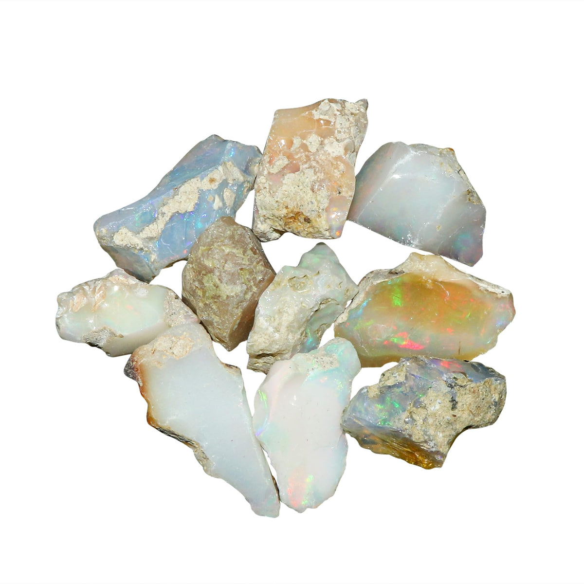 GEMKORA™ (20mm+) 2pcs Natural Raw Ethiopian Opal Loose Gemstone Rough A+ Quality For Jewelry Making, Crafts & DIY, Gift Giving Pack, Healing Chakra, Wholesale Bulk Crystals
