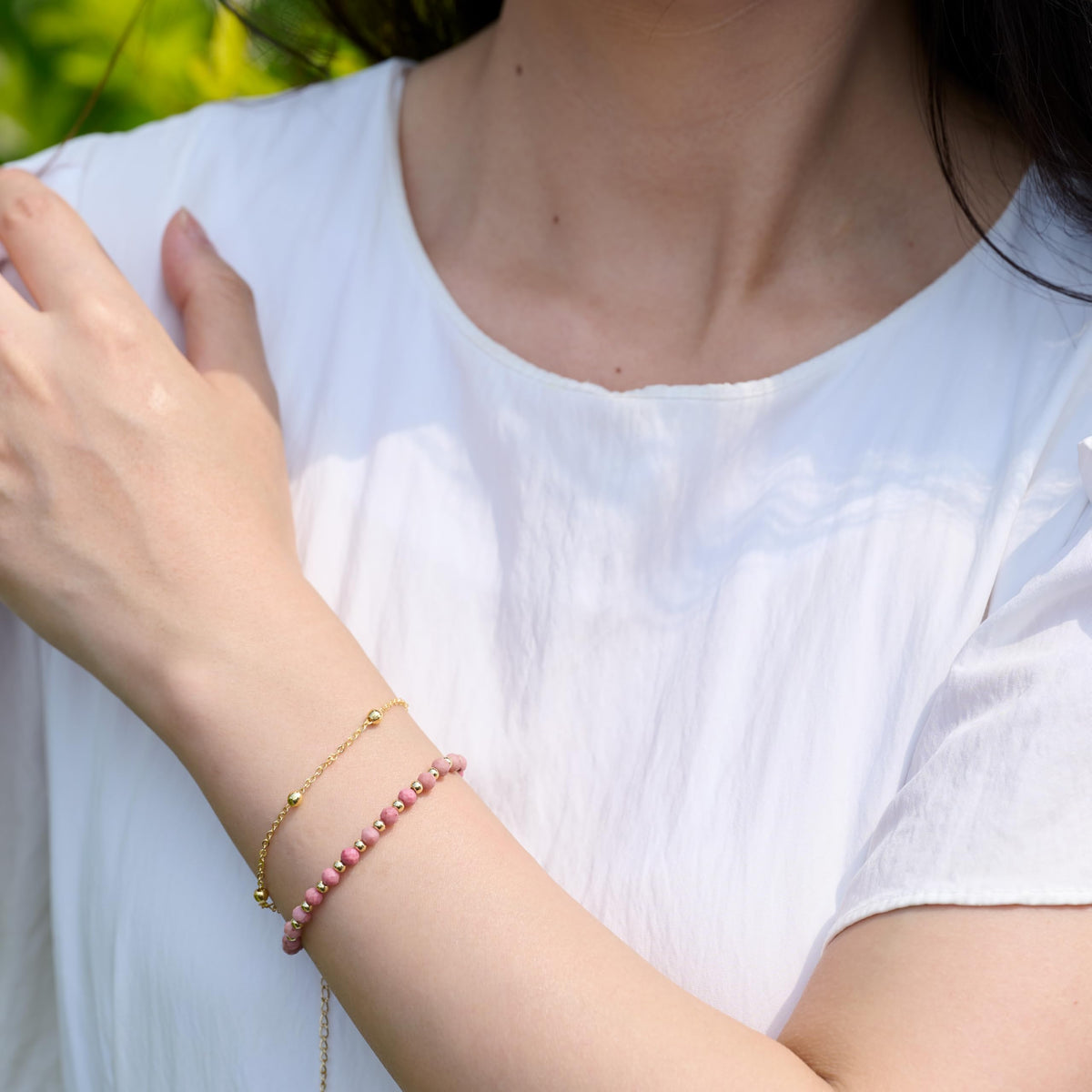 Farfume Rhodochrosite Crystal Bracelet Beaded Bracelets for Women 4mm Natural Stone Beads Gemstone Handmade Jewelry Valentine's Day Gifts