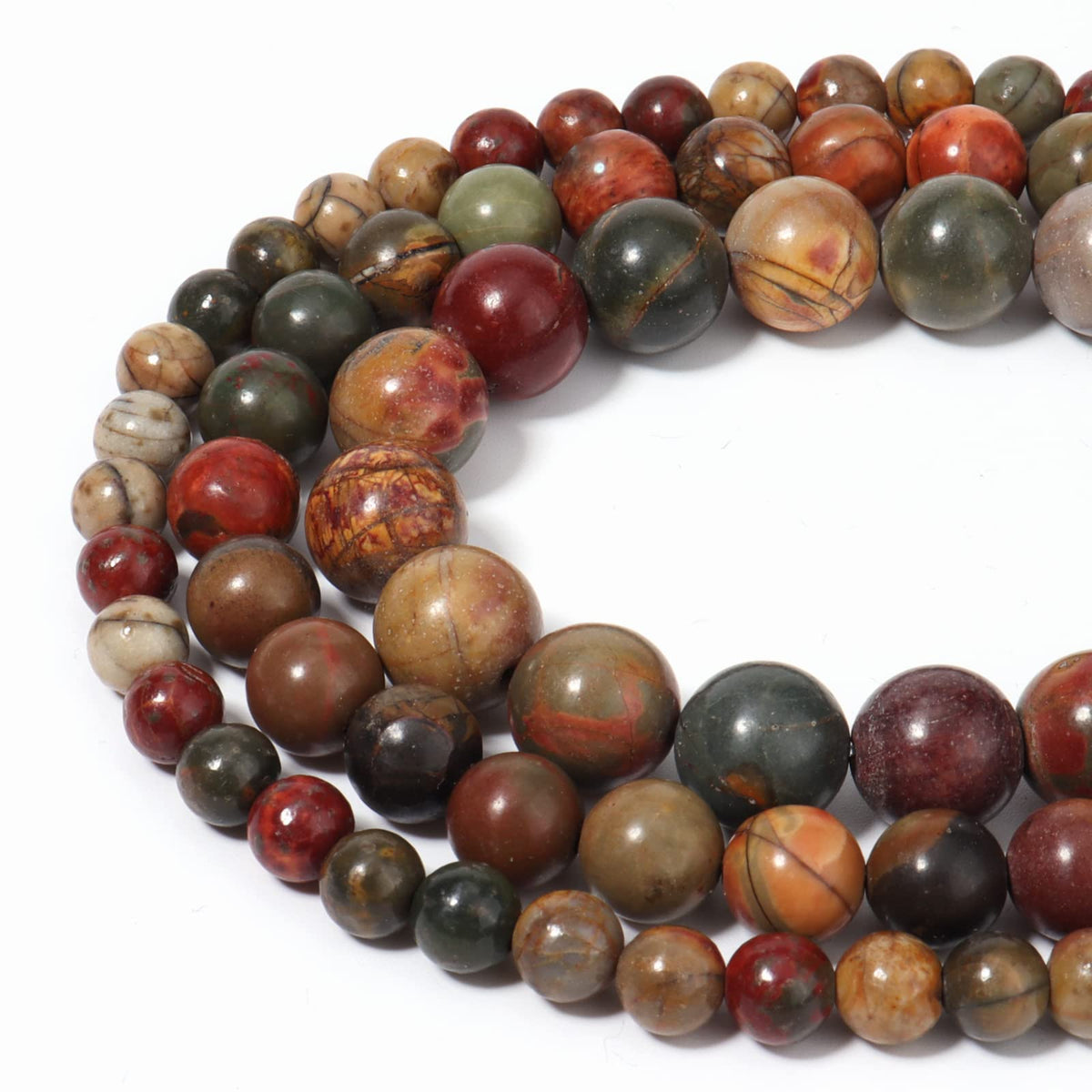 60pcs 6mm Natural Stone Beads Picasso Jasper Beads Energy Crystal Healing Power Gemstone for Jewelry Making, DIY Bracelet Necklace