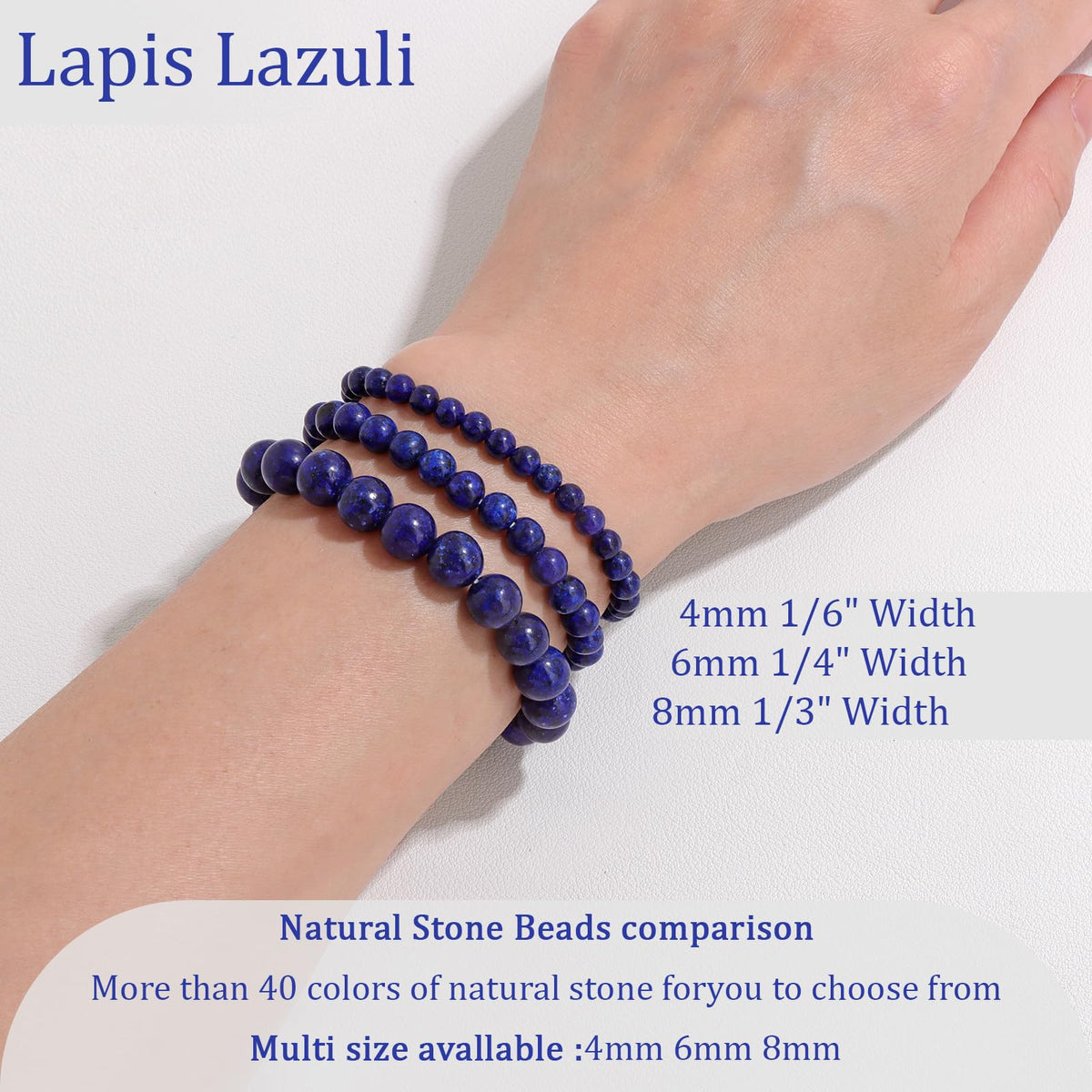 Vinswet Healing Crystal Bracelets for Women Men 6mm Lapis Lazuli Natural Stone Beaded Stretch Bracelet Handmade Gemstone Reiki Spiritual Jewelry Gifts