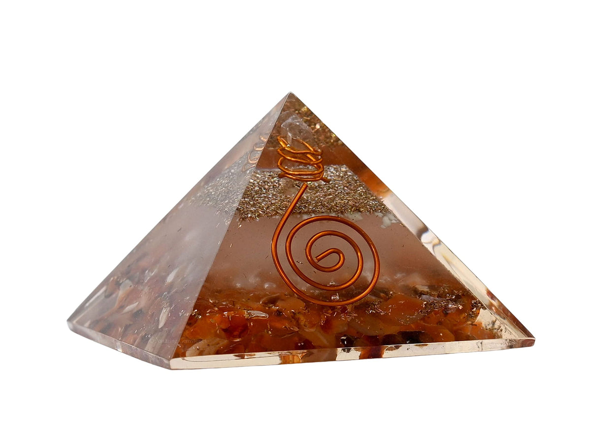 Amazing Gemstone Large Orgone Pyramid | Glow in Dark Carnelian Pyramid Crystal | Orgonite Pyramid | Organ Pyramids Positive Energy Healing