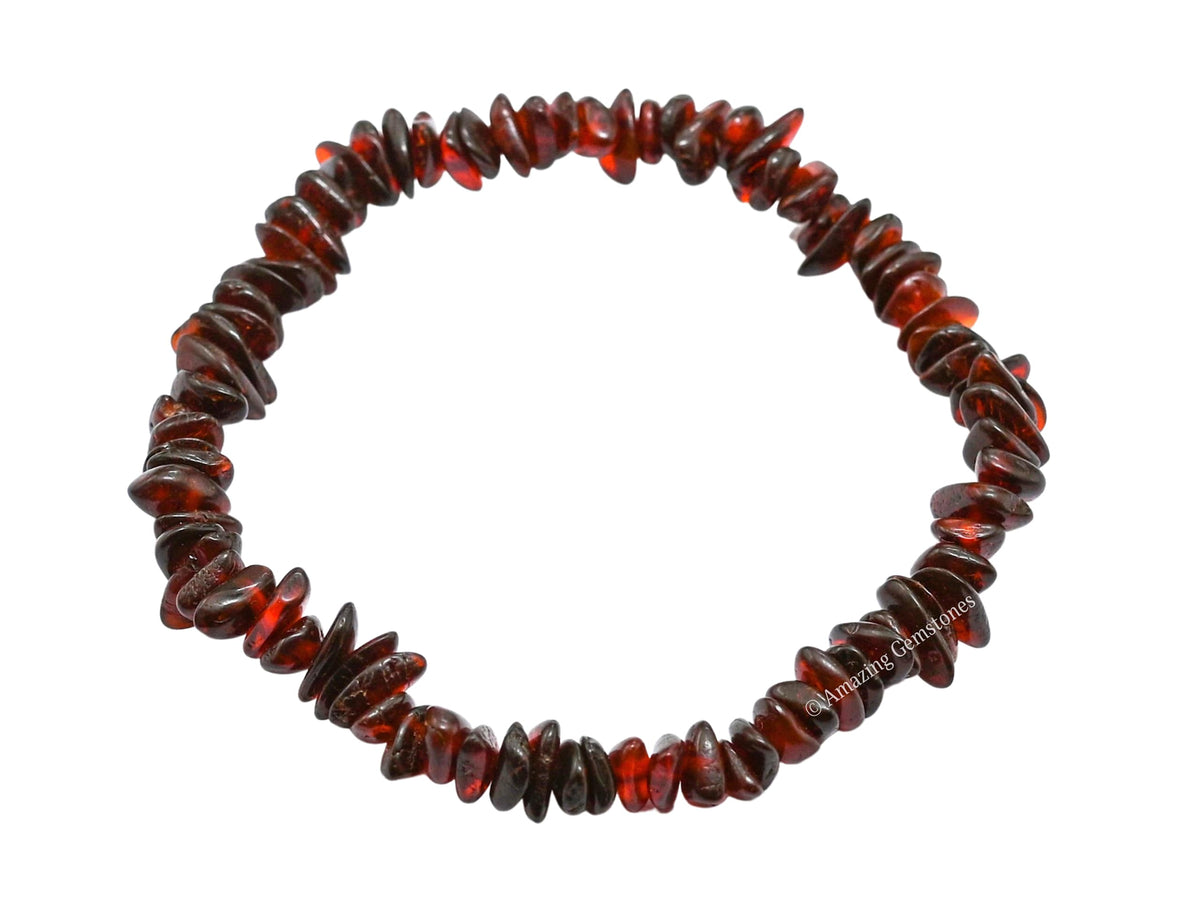 Amazing Gemstone Unpolished Amber Bracelet for Women Men's Gifts - Protection Healing Crystal Chips Bracelet - Gemstone Amber Adjustable Bracelet