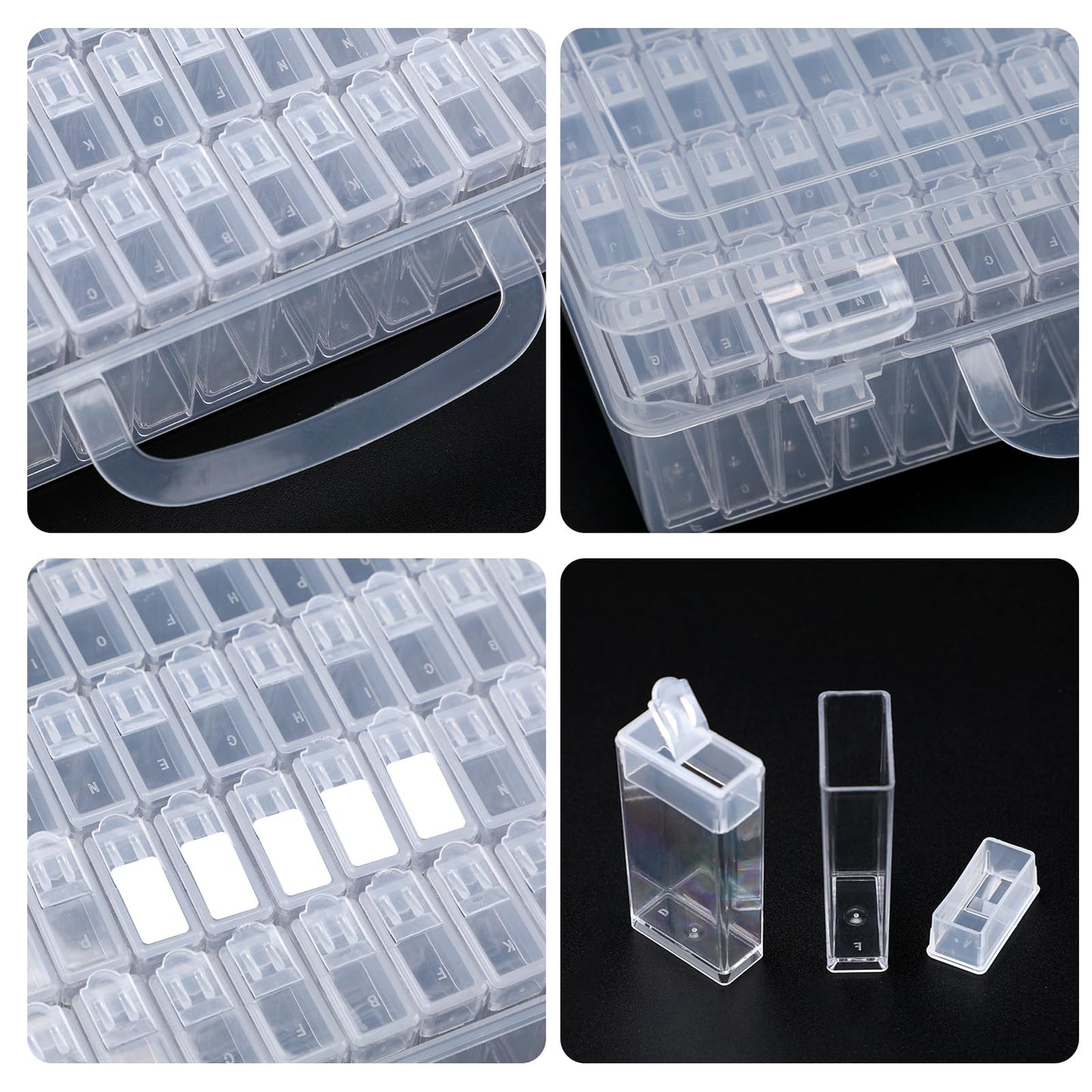 Gallipower 2 Pack Diamond Art Storage Containers Case With Lids,128 Grids Acrylic Bead Seed Storage Box Organizer With Label Stickers,Art Diamond Dot Storage Case,Embroidery DIY Art Craft Trays