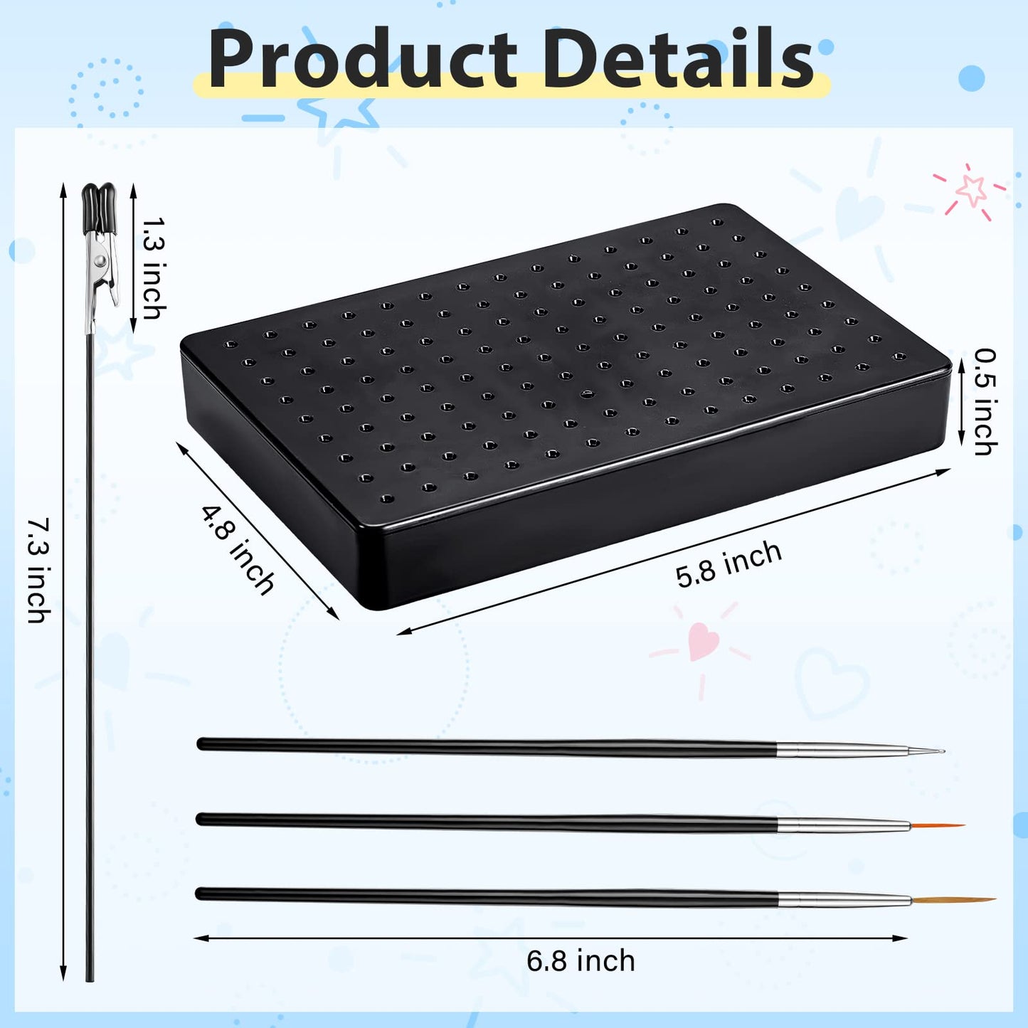 Painting Stand Base Holder and 24 Pcs Alligator Clip Sticks and 15 Pieces Clean Brush for Airbrush Spraying Hobby Modeling Parts for DIY Card Photo Memo
