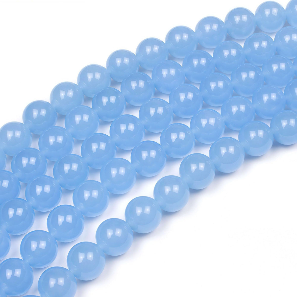 MJDCB Natural Aquamarine Chalcedony Round Loose Beads for Jewelry Making DIY Bracelet Necklace (12mm)