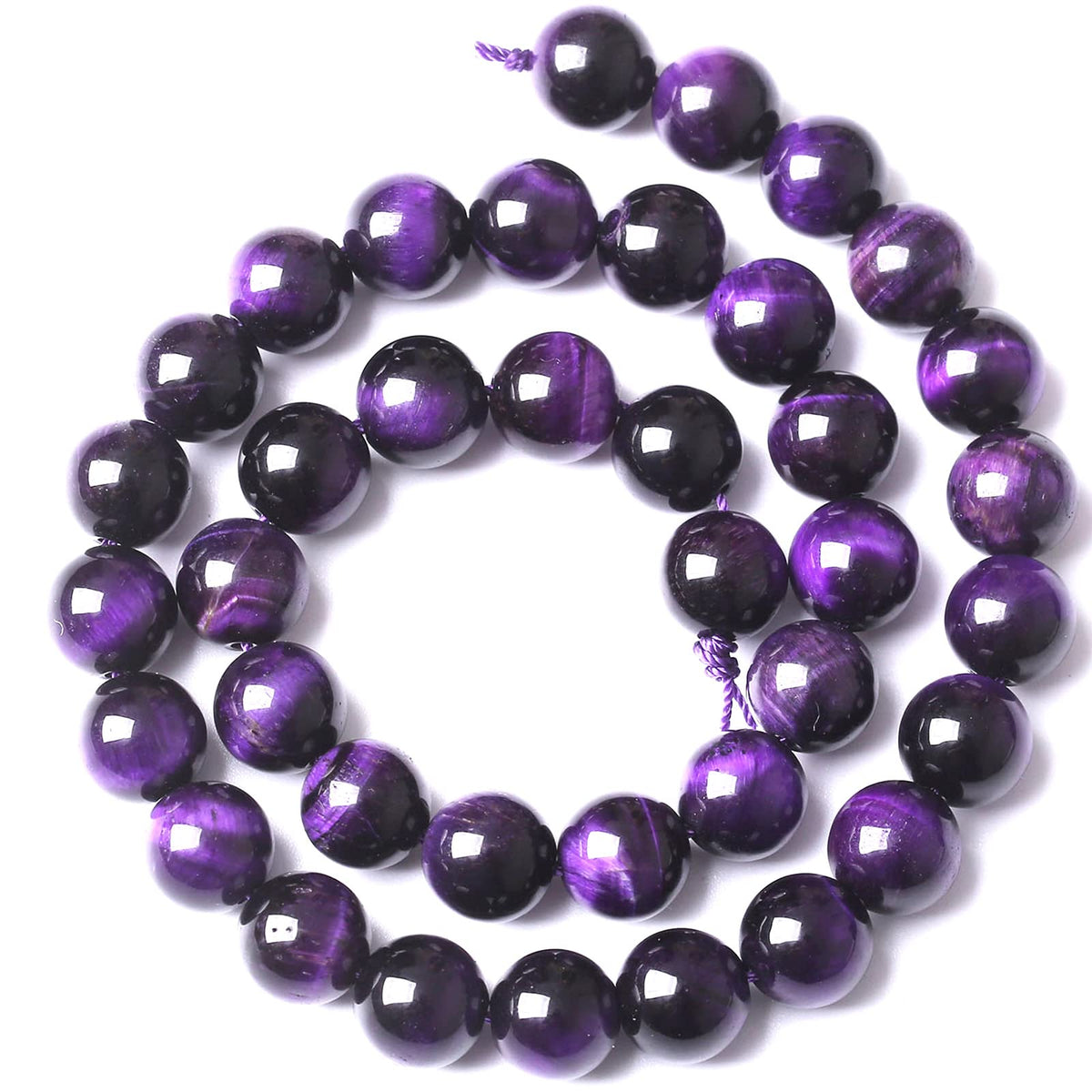 32PCS 12MM AAA Purple Tiger Eye Stone Beads Natural Gemstone Bead Crystal Healing Energy Jewelry Making DIY 15 inches