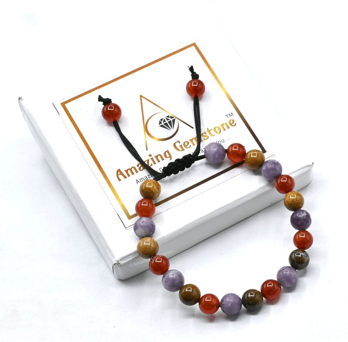 Amazing Gemstone Bracelet for Teens - Yellow Jasper Lepidolite Carnelian Bracelet Set for Men Women Healing Calming Anxiety Stress Relief Gifts Pulseras Para Hombres Mujer (Adjustable) (Teenagers)