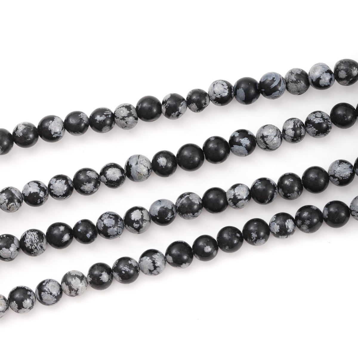 8mm 45pcs DIY Natural Black Snowflake Obsidian Stone Beads Round Healing Crystal Gemstone Loose Beads for Jewelry Making Handmade Bracelet Necklace