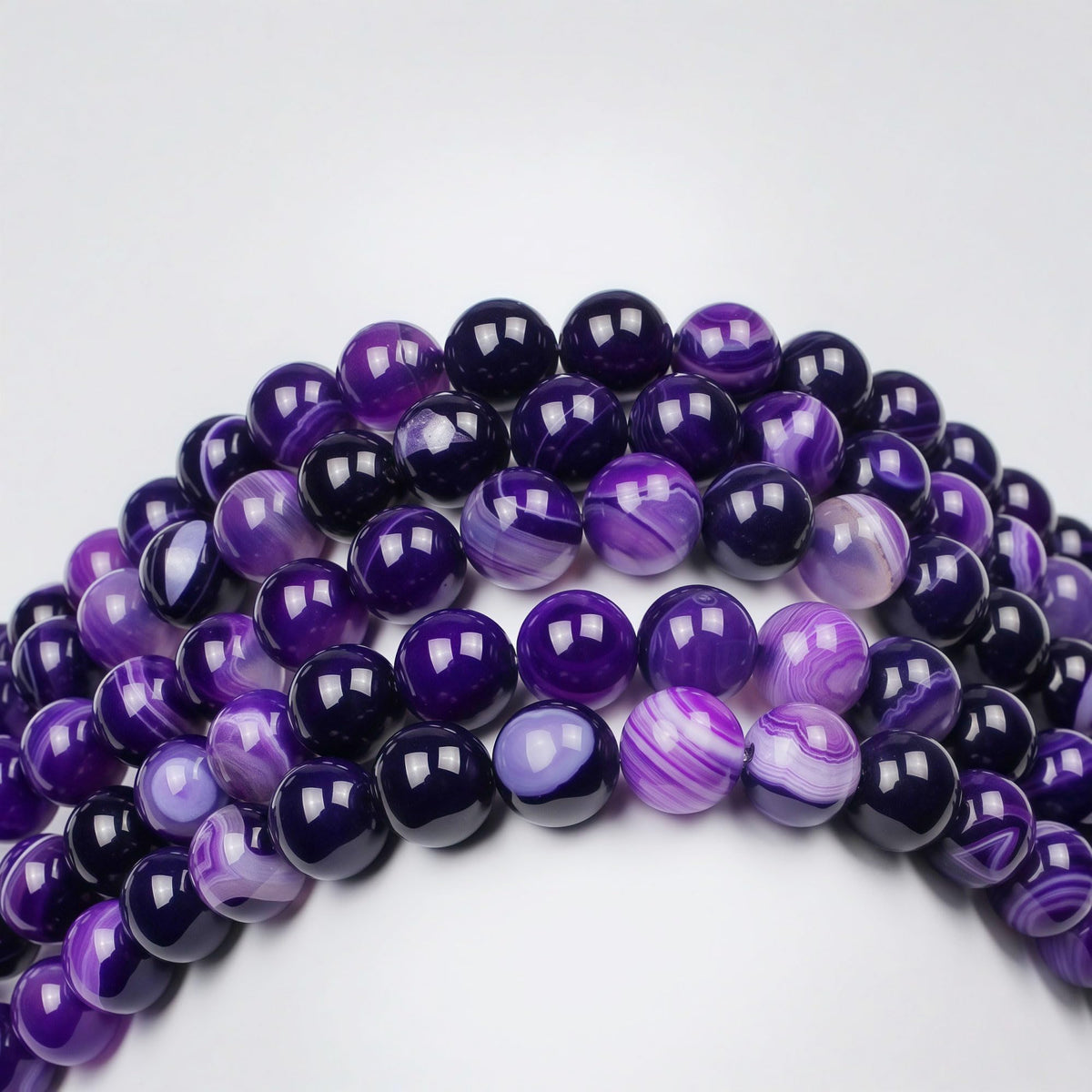 MJDCB Natural Stone Beads Purple Striped Agate Round Loose Beads for Jewelry Making DIY Bracelet Necklace (4mm)
