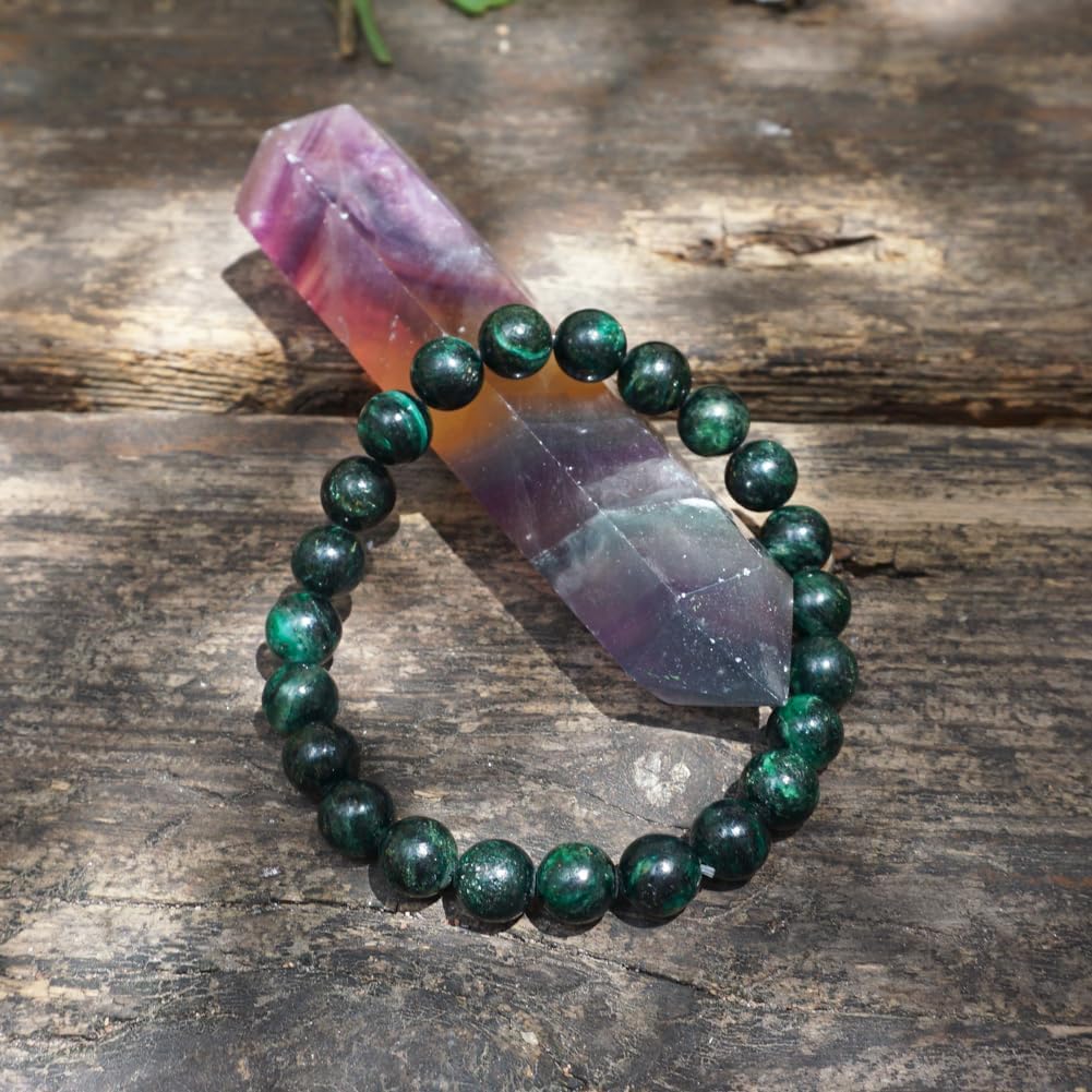 TaHLga 8MM Emerald Bracelet for Unisex | Fits for about 7.5" Wrist | Birthstone of May | Heart Chakra Green Crysta| Spritual Healing Gift for Friends and Familys on any Festival