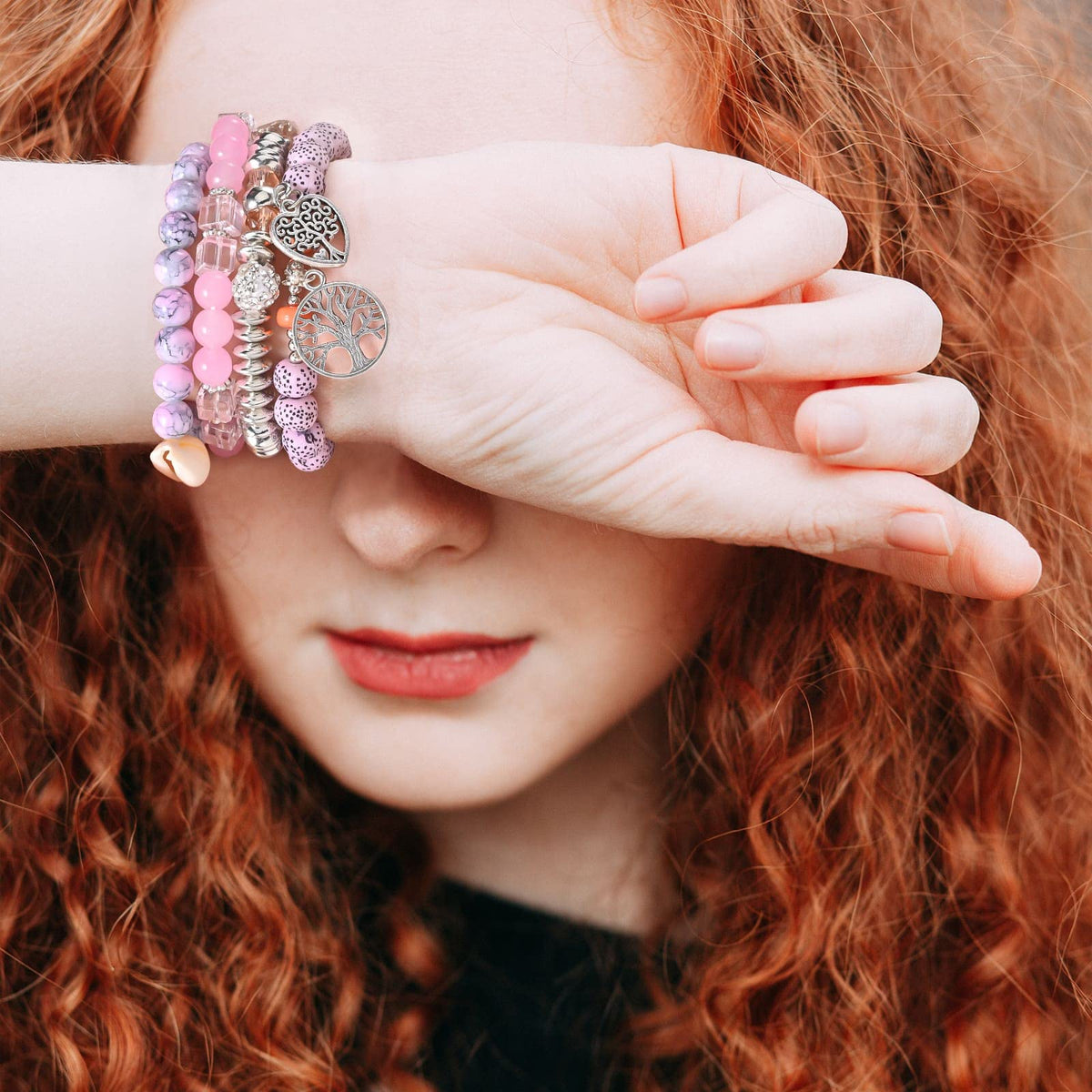 Bohemian Bracelet Sets for Women - 6 Sets Stackable Stretch Bracelets Multi-color Boho Jewelry for Women Hippie Bracelets Dainty Jewelry (Tree of Life Bead Bracelets)