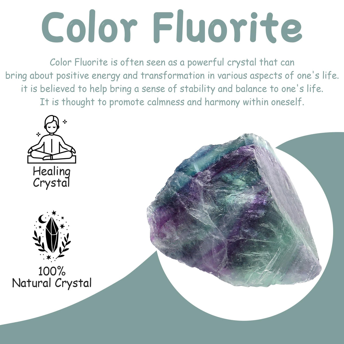 QINJIEJIE Fluorite Crystal 2PCS Raw Crystals 1.8-2.2'' Color Stones Natural Crystals Healing Stones Bulk Large Stones for Tumbling Cabbing Fountain Rocks Polishing Handmade DIY Gifts